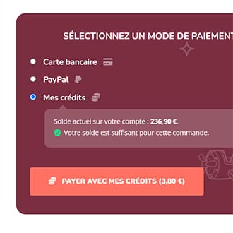 Sélectionner les crédits comme mode de paiement