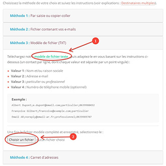 Méthode 2 : Modèle de fichier CSV